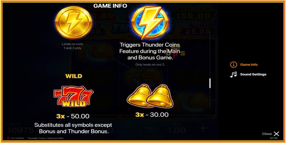 Oyun yuvası Thunder Coins