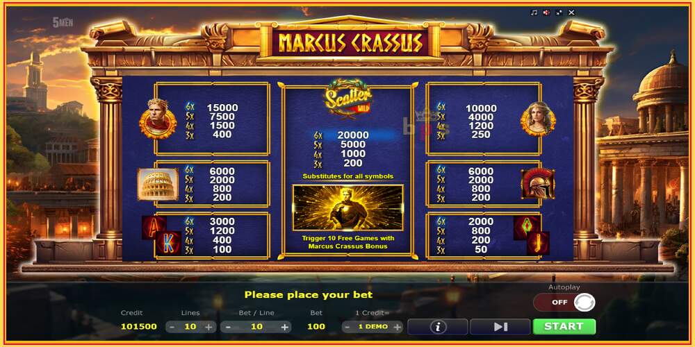 Slot di gioco Marcus Crassus