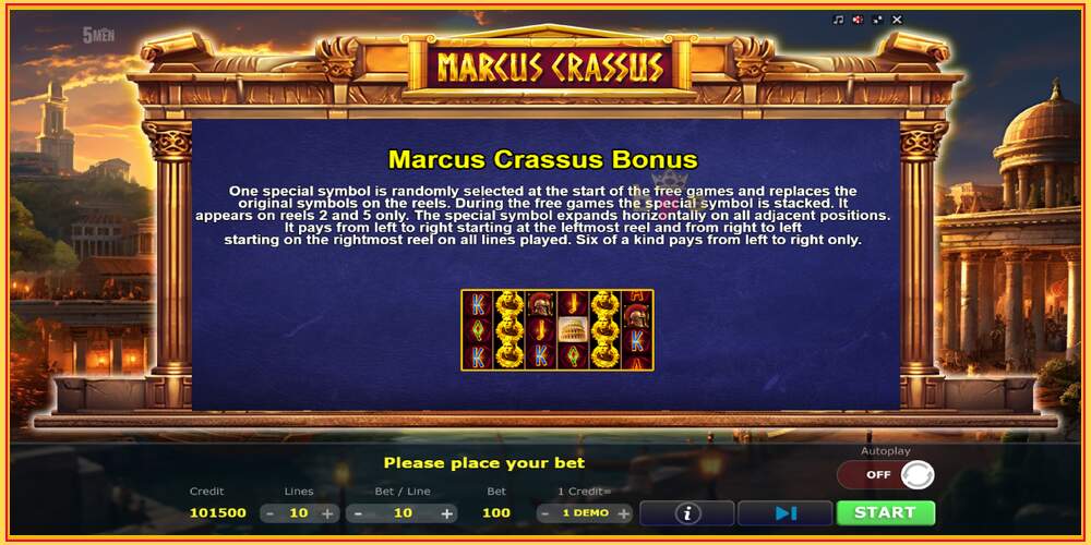 Slot di gioco Marcus Crassus