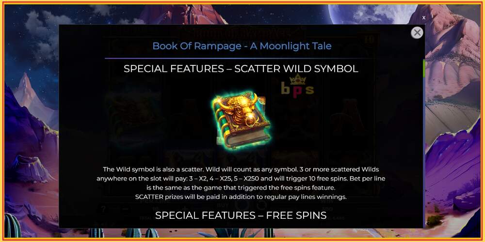 თამაშის სლოტი Book of Rampage - A Moonlight Tale