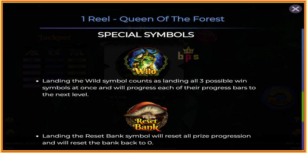 Slot de joc 1 Reel Queen of the Forest