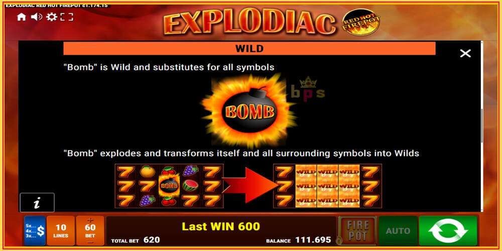 Игровой слот Explodiac Red Hot Firepot