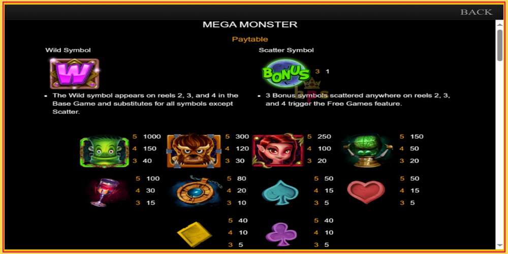 Játék slot Mega Monster