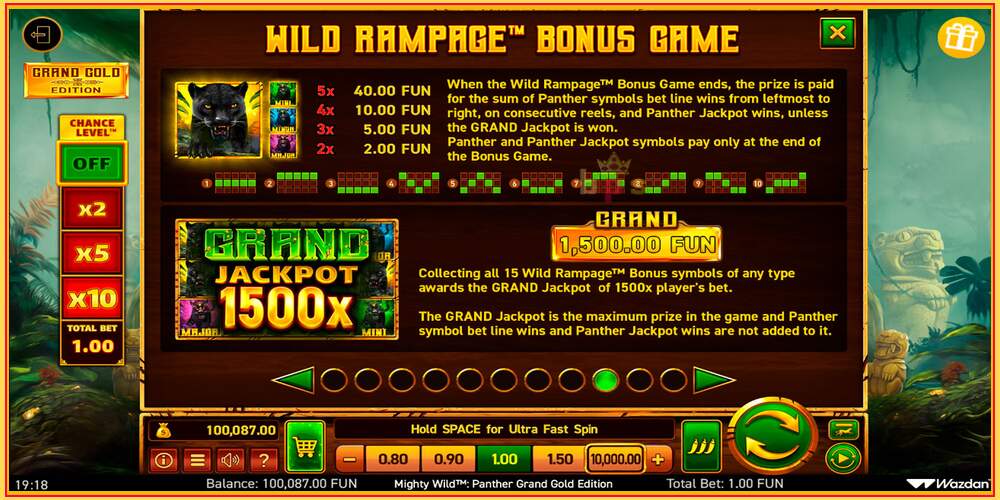 Spēles slots Mighty Wild: Panther Grand Gold Edition