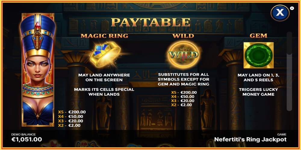 Oyun yuvası Nefertitis Ring Jackpot