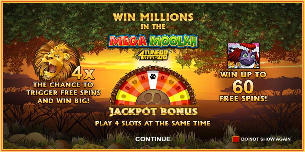 Игровой слот Mega Moolah 4Tune Reels