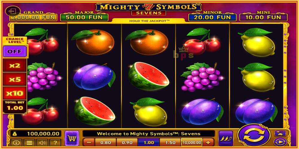 ສະລັອດຕິງເກມ Mighty Symbols: Sevens