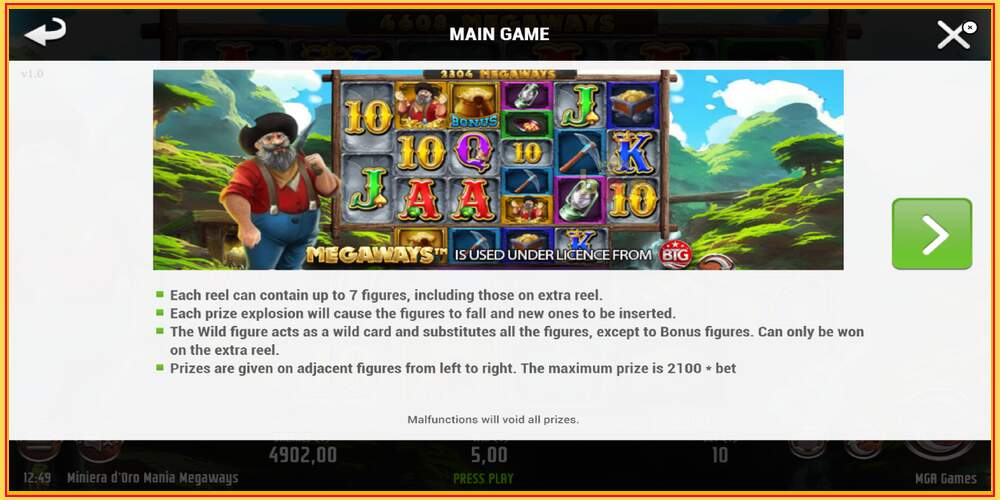 Slot de joc Miniera dOro Mania Megaways