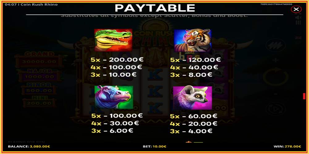 Spēles slots Coin Rush Rhino