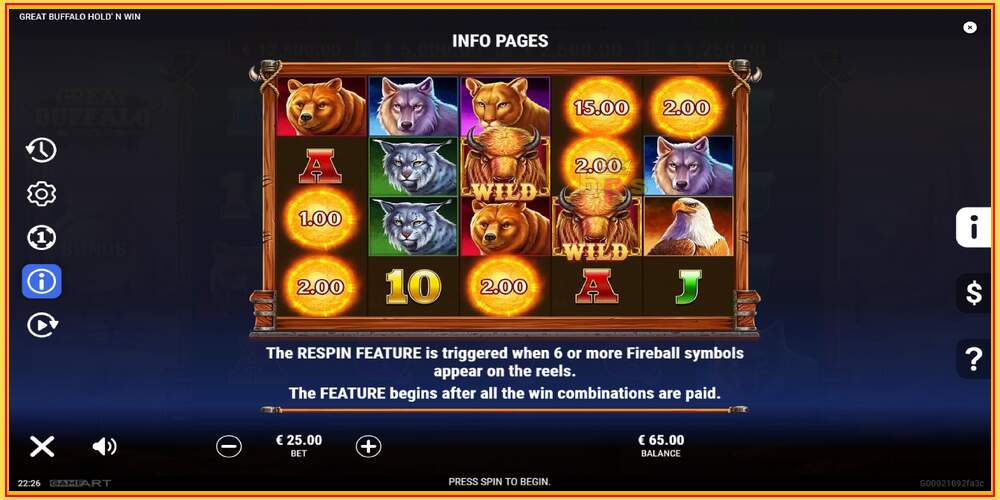 Slot di gioco Great Buffalo