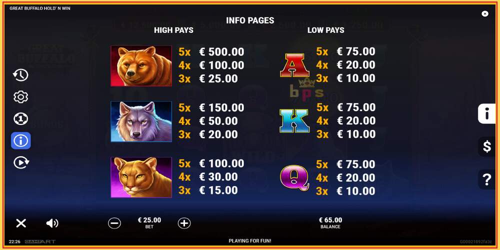 Slot di gioco Great Buffalo