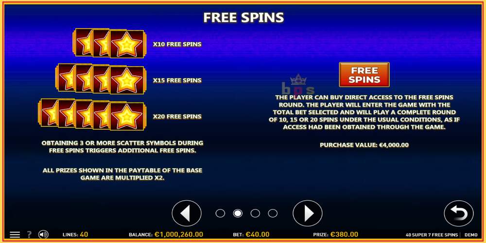 Žaidimo lizdas 40 Super 7 Free Spins