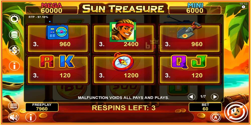 Slot de jogo Sun Treasure Hold & Win