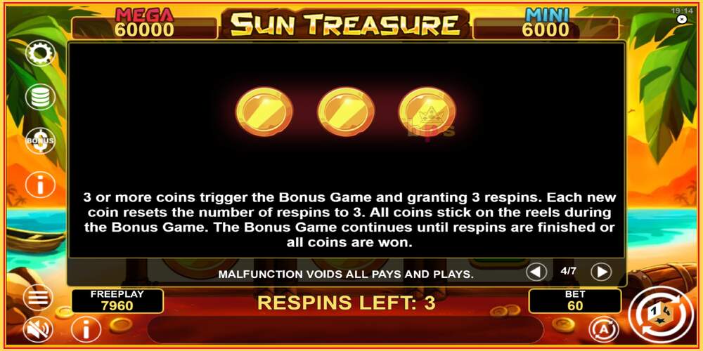 Slot de jogo Sun Treasure Hold & Win