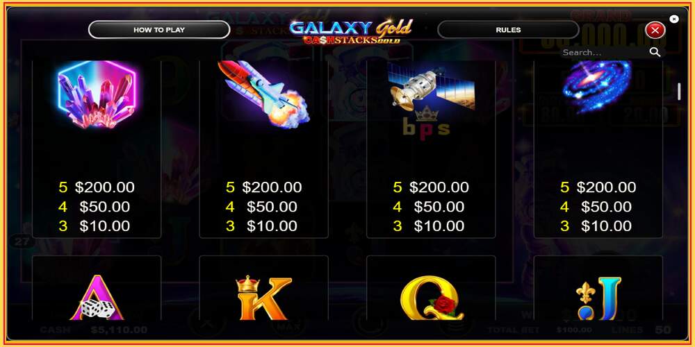 Խաղի բնիկ Galaxy Gold CashStacks Gold