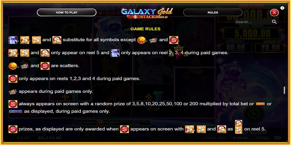 Խաղի բնիկ Galaxy Gold CashStacks Gold