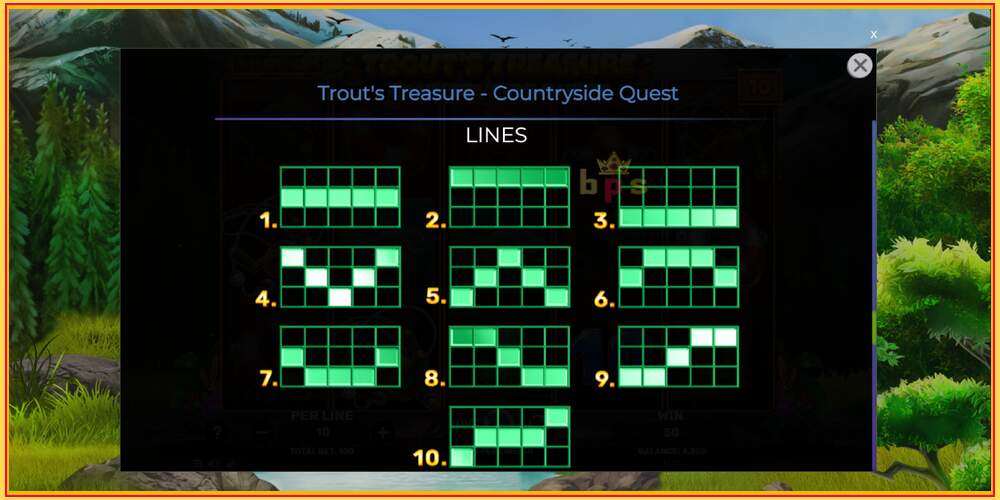 Tragamonedas de juego Trouts Treasure Countryside Quest