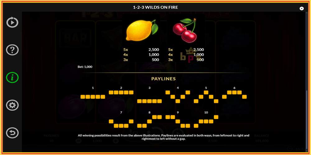 Žaidimo lizdas 1-2-3 Wilds on Fire