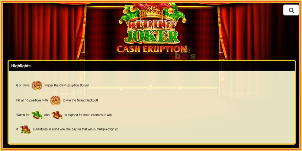 Žaidimo lizdas Cash Eruption Red Hot Joker