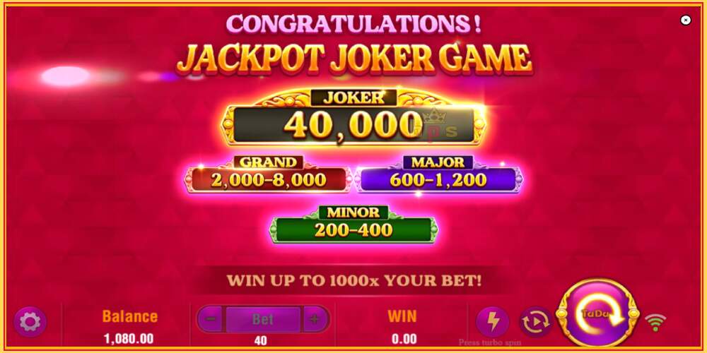 Žaidimo lizdas Jackpot Joker