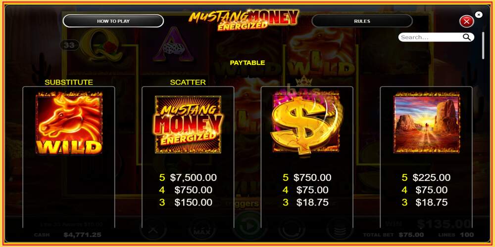 Slot di gioco Mustang Money Energized