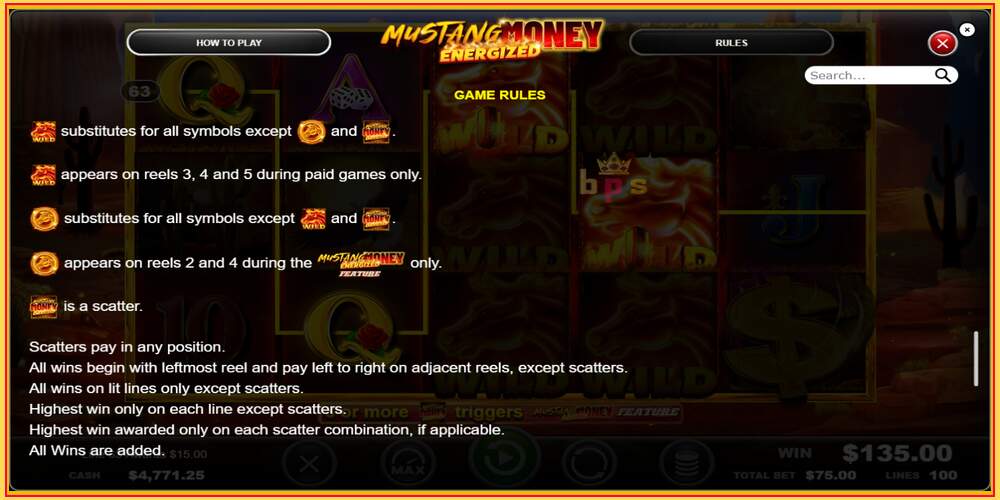 Slot di gioco Mustang Money Energized