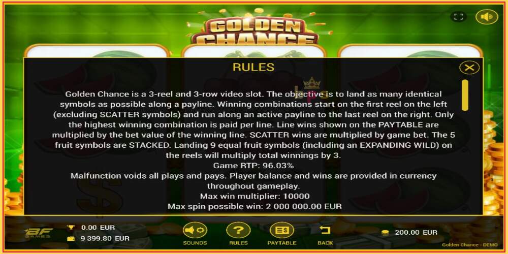 Игровой слот Golden Chance