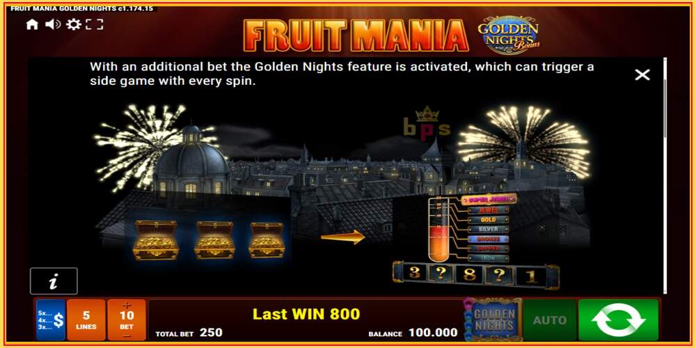 თამაშის სლოტი Fruit Mania Golden Nights