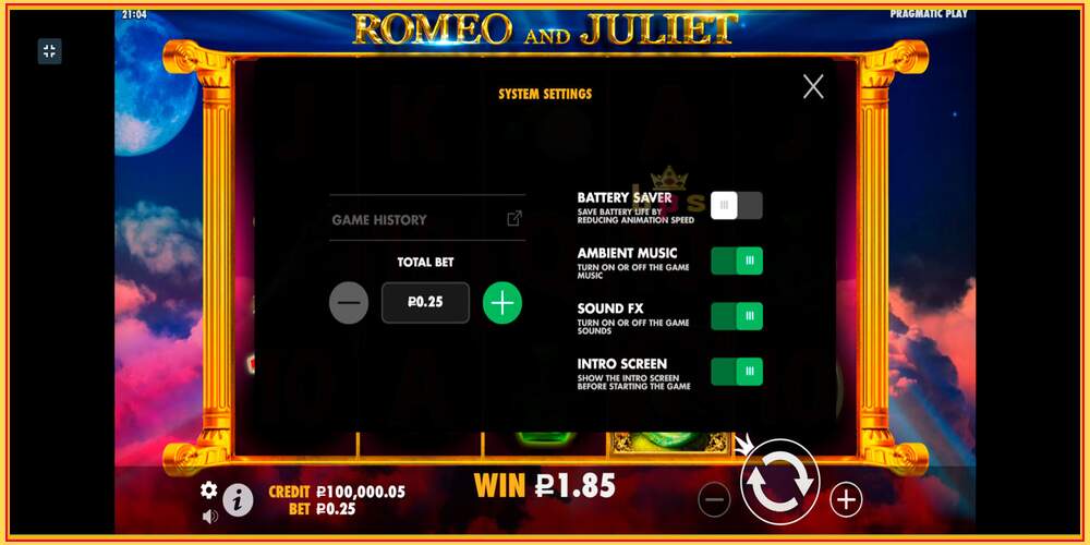 Игровой слот Romeo and Juliet