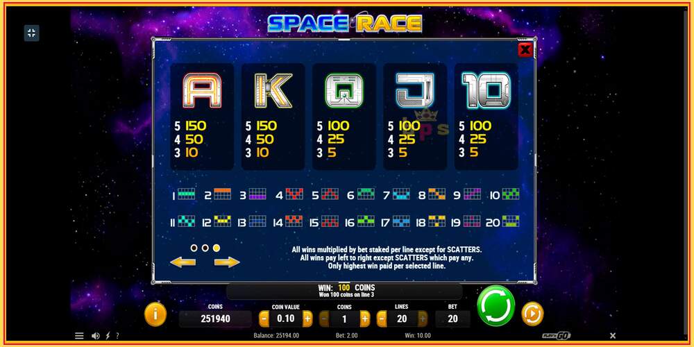 Игровой слот Space Race