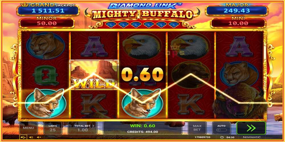 Игровой слот Diamond Link Mighty Buffalo