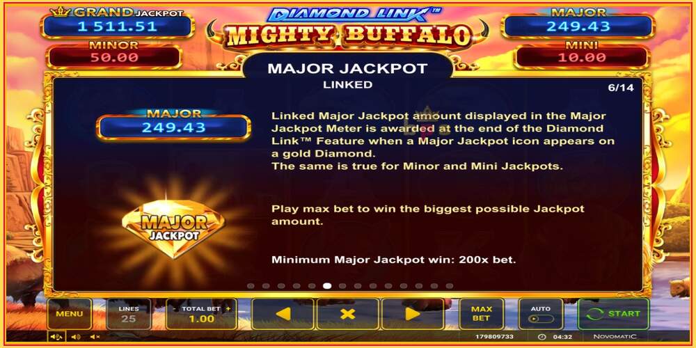 Игровой слот Diamond Link Mighty Buffalo