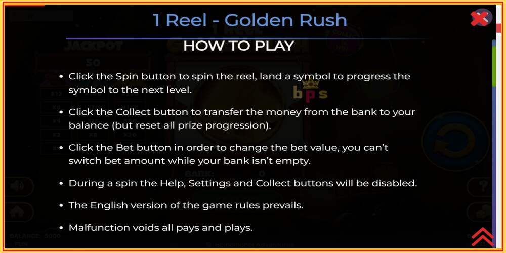 Spelslot 1 Reel Golden Rush