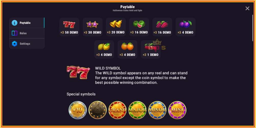 Игровой слот Halloween Coins Hold and Spin