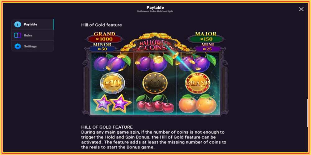 Игровой слот Halloween Coins Hold and Spin