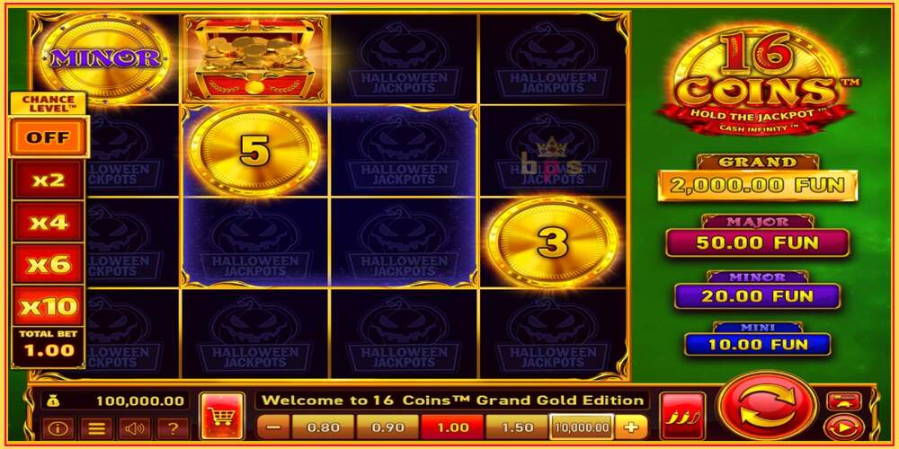 Spelautomat 16 Coins Grand Gold Edition Halloween Jackpots