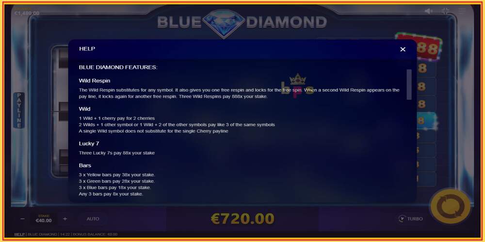 Spil slot Blue Diamond