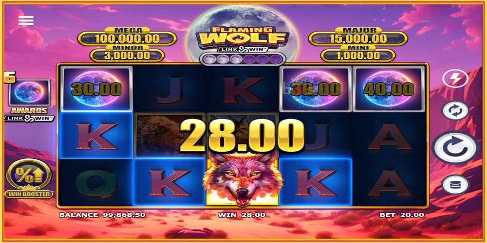 Khe trò chơi Flaming Wolf Link & Win