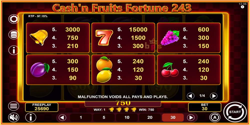 Pelipaikka Cashn Fruits Fortune 243