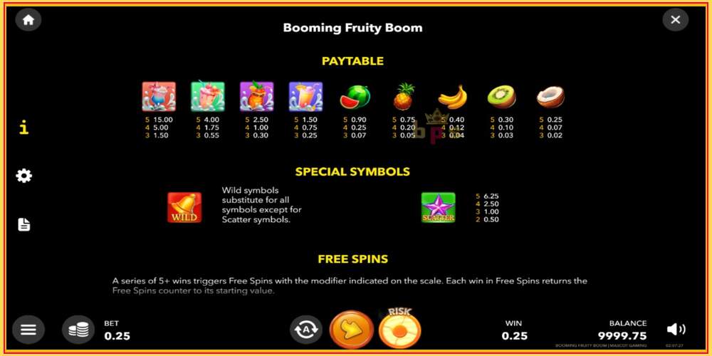 Игровой слот Booming Fruity Boom