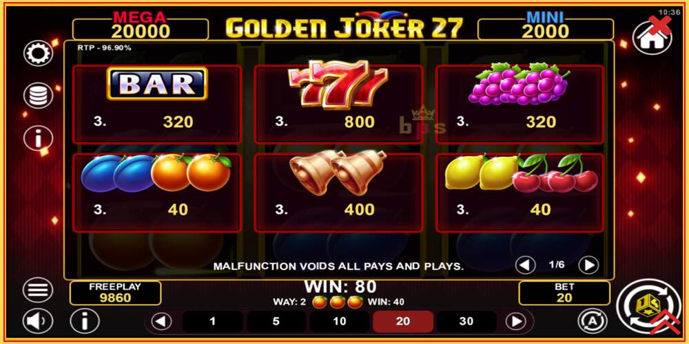 משבצת משחק Golden Joker 27 Hold & Win